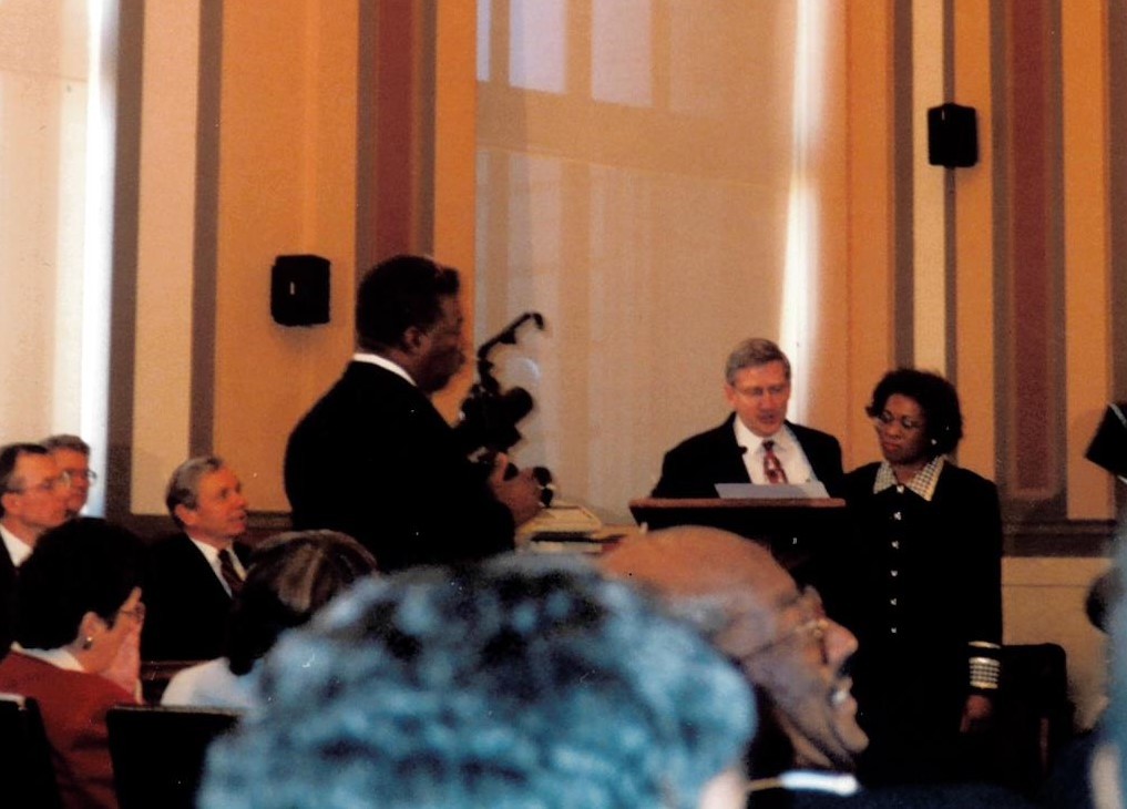 Grant being sworn into office.