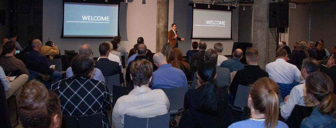 Guests attend a Venture Lab graduation.