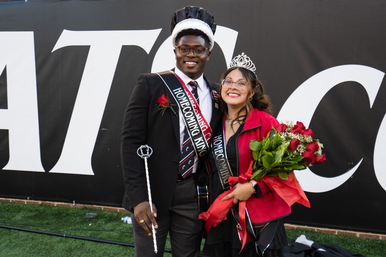 Yulia Martinez and Lance Entsuah, 2021 UC Homecoming king and queen.