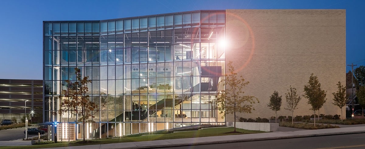 1819 Innovation Hub exterior at night