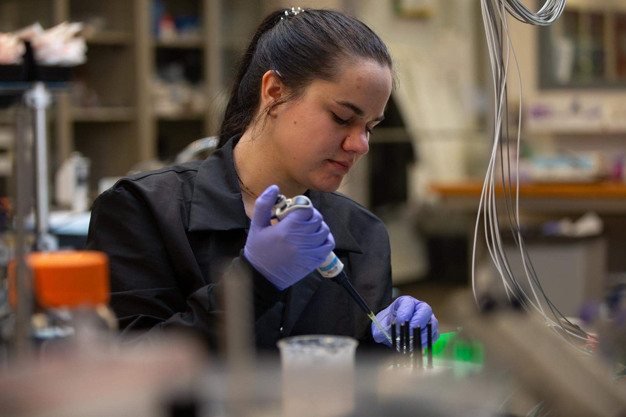 student in lab