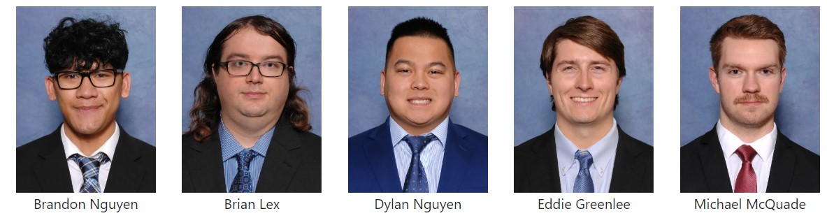 Headshots of Brandon Nguyen, Brian LexDylan Nguyen, Eddie Greenlee and Michael McQuade 