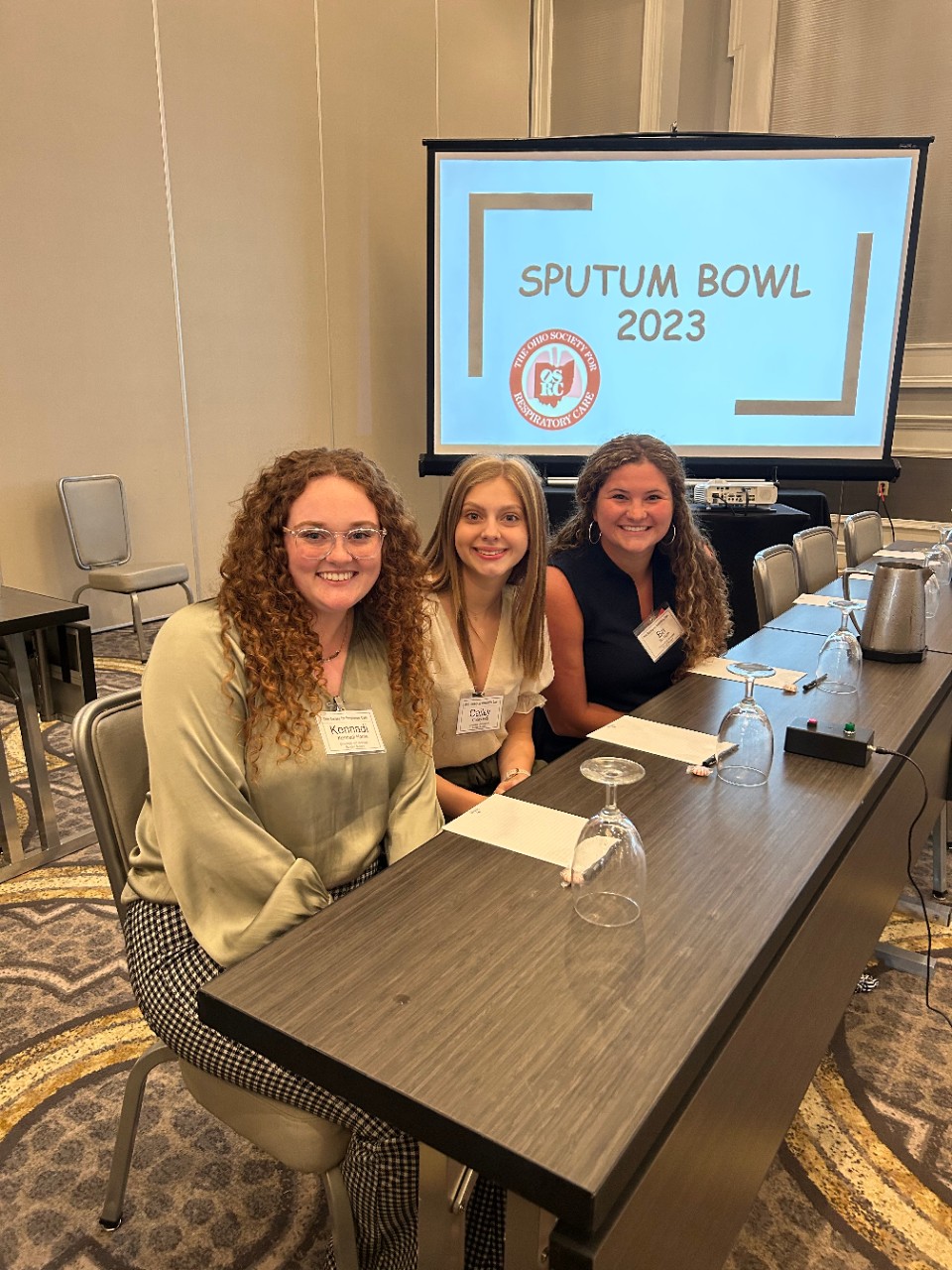 The UC Clermont 2023 Ohio Sputum Bowl team. From left: Kennadi Harris, Cailey Fritz and Bri Haun. 