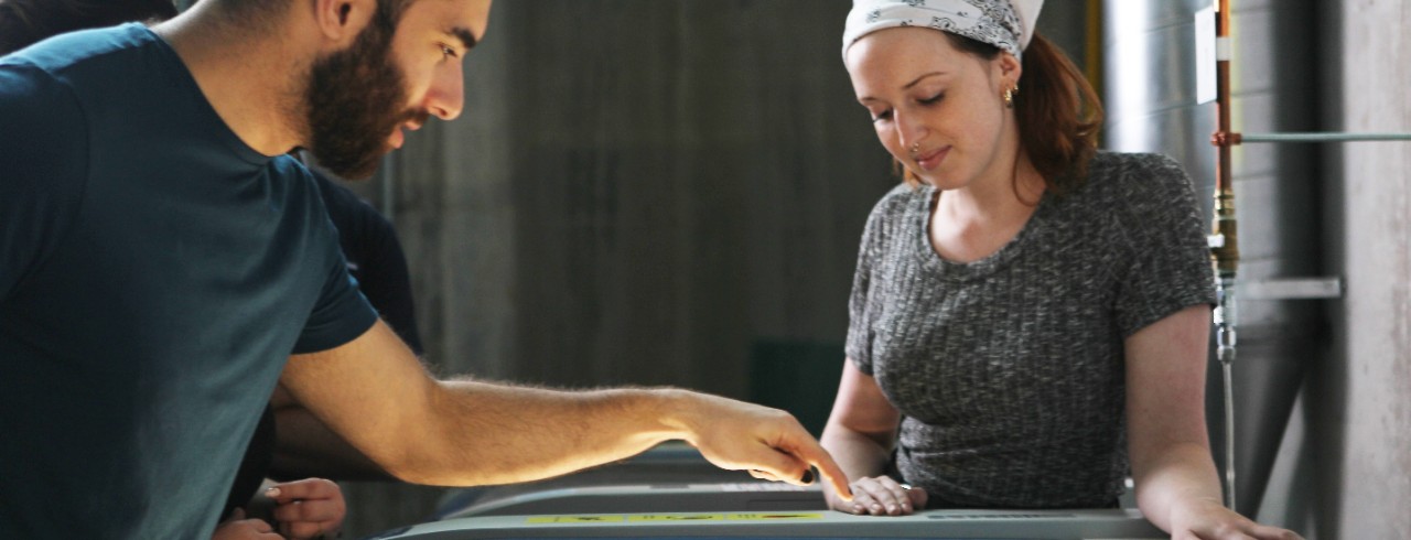 Gabrielle Stichweh inside the UC Groundfloor Makerspace.