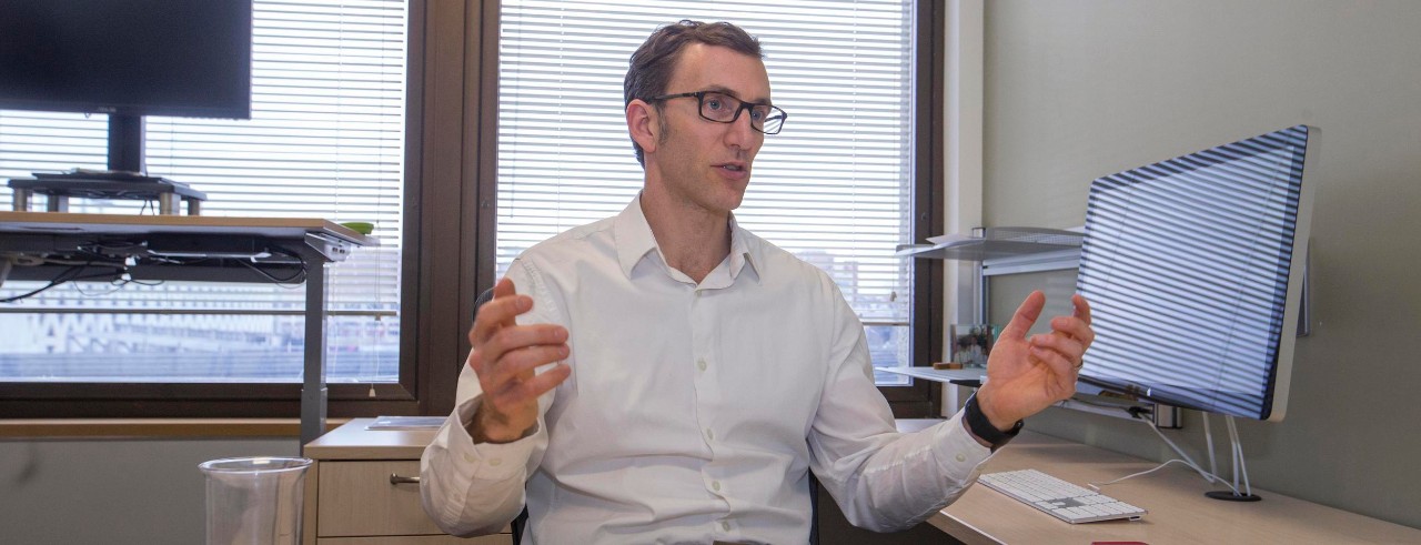 Jason Heikenfeld, PhD, in his office.