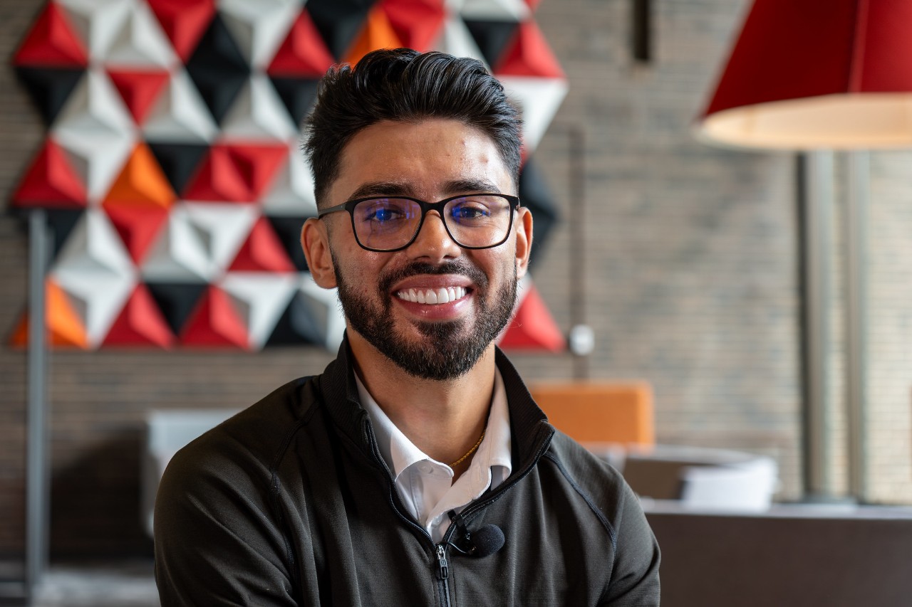 Spencer Singh in UC Clermont's Student Lounge
