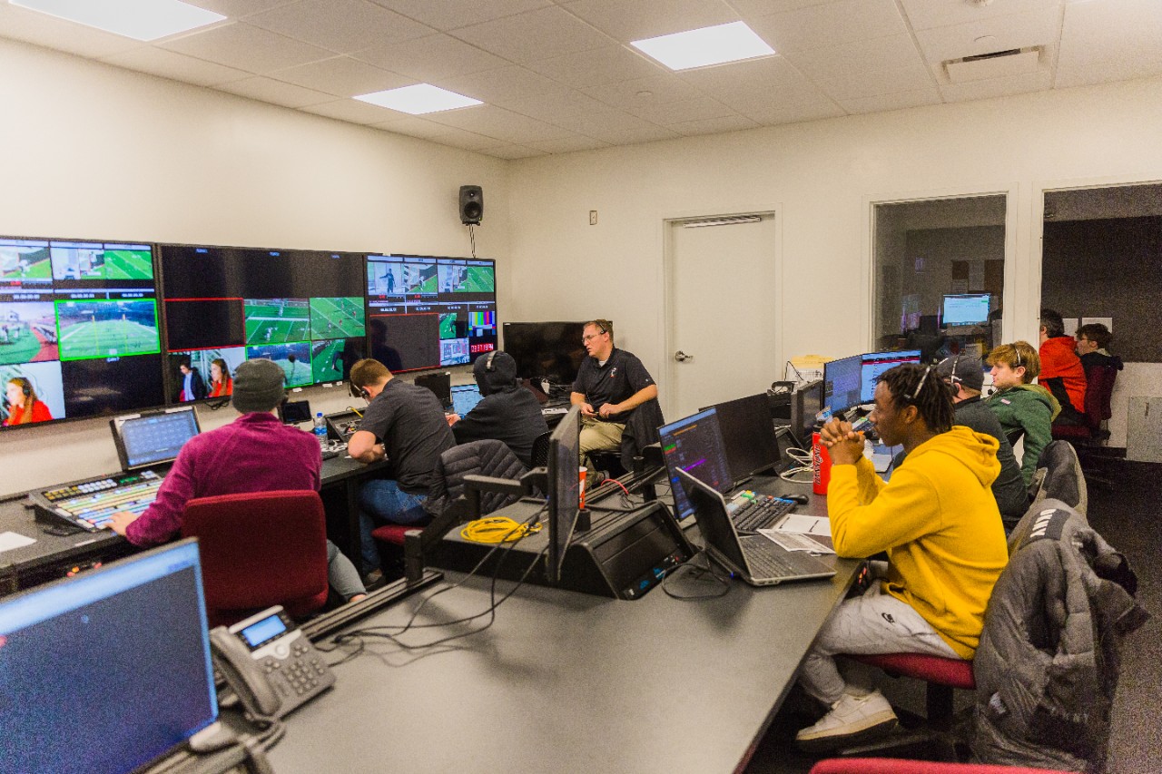 Joe Brackman directing a sports broadcast in the control room. Photo/provided.
