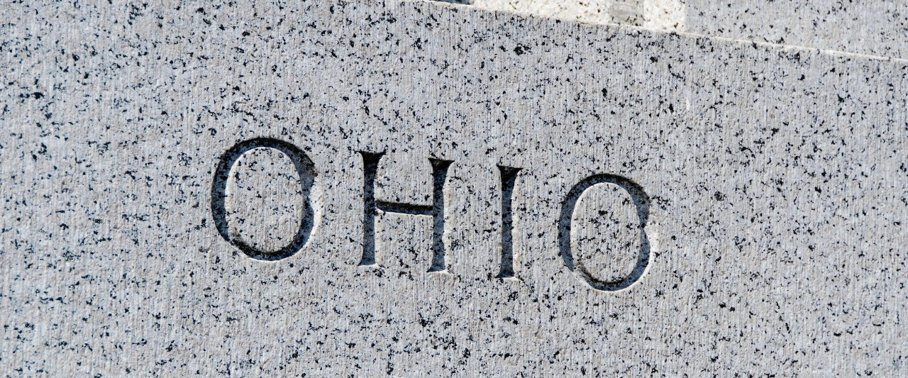 Ohio sign spelled in concrete