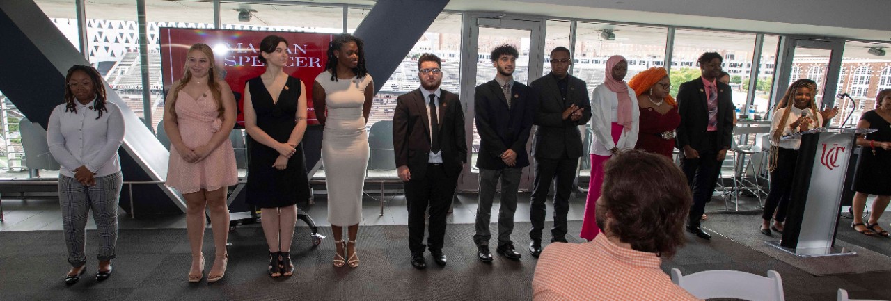 A dozen Marian Spencer Scholars during the induction ceremony.