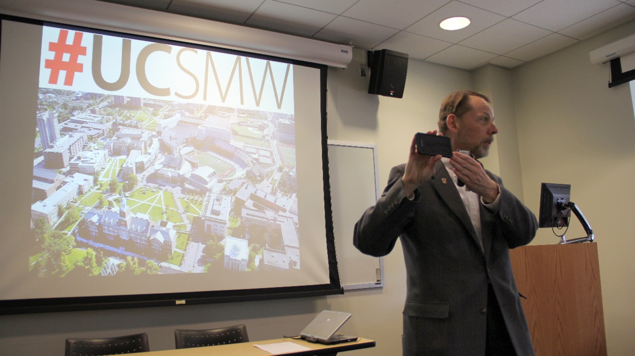 Charles H. Matthews in classroom. Photo credit: UC Lindner College of Business