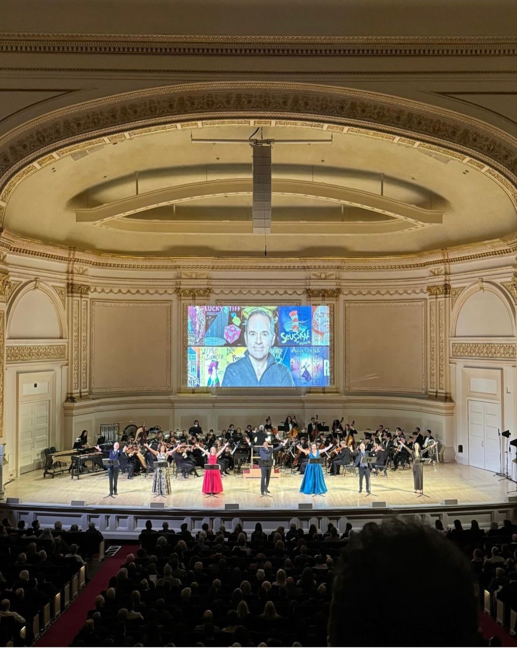 Students and alumni perform on stage during the Stephen Flaherty performance at Carnegie Hall. Photo provided by Leeds Hill. 