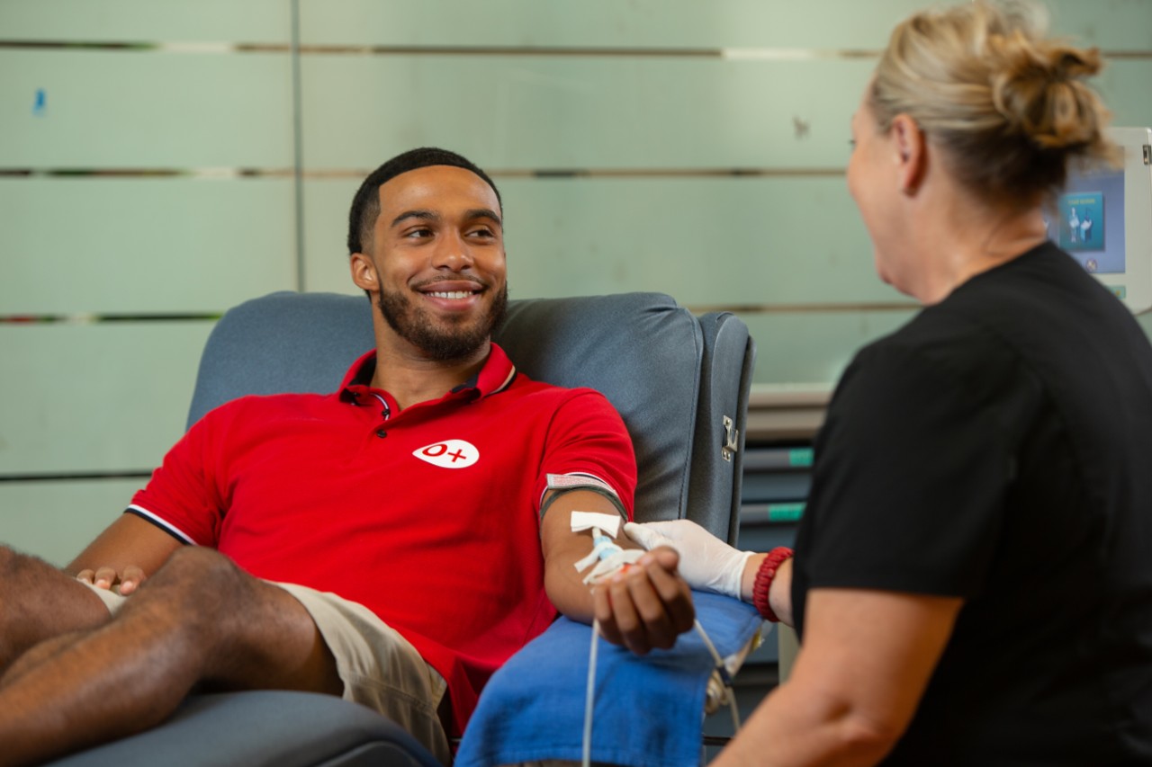 Staged scenes at the Hoxworth Blood Center