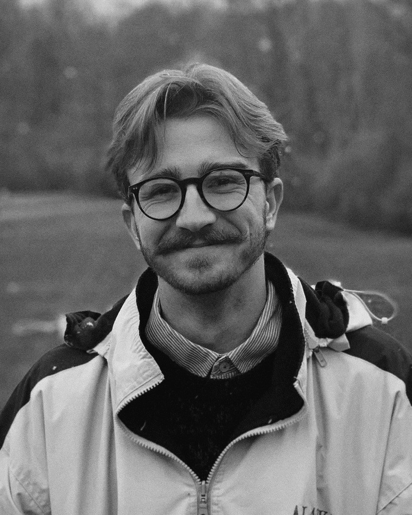 Joey Wood Headshot in black and white. 