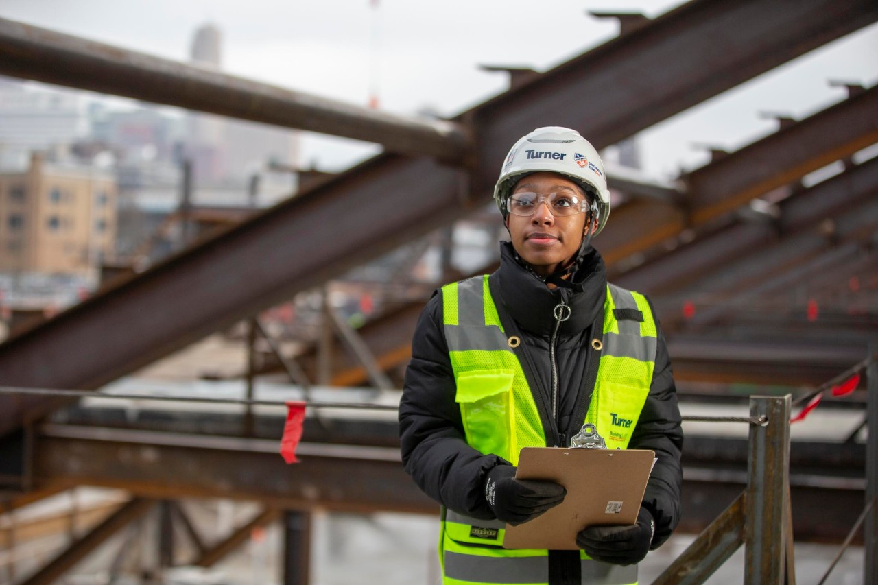 UC students shown here during their Co-op shoot FC Cincinnati Turner Construction site downtown, Cincinnati. UC/ Joseph Fuqua II