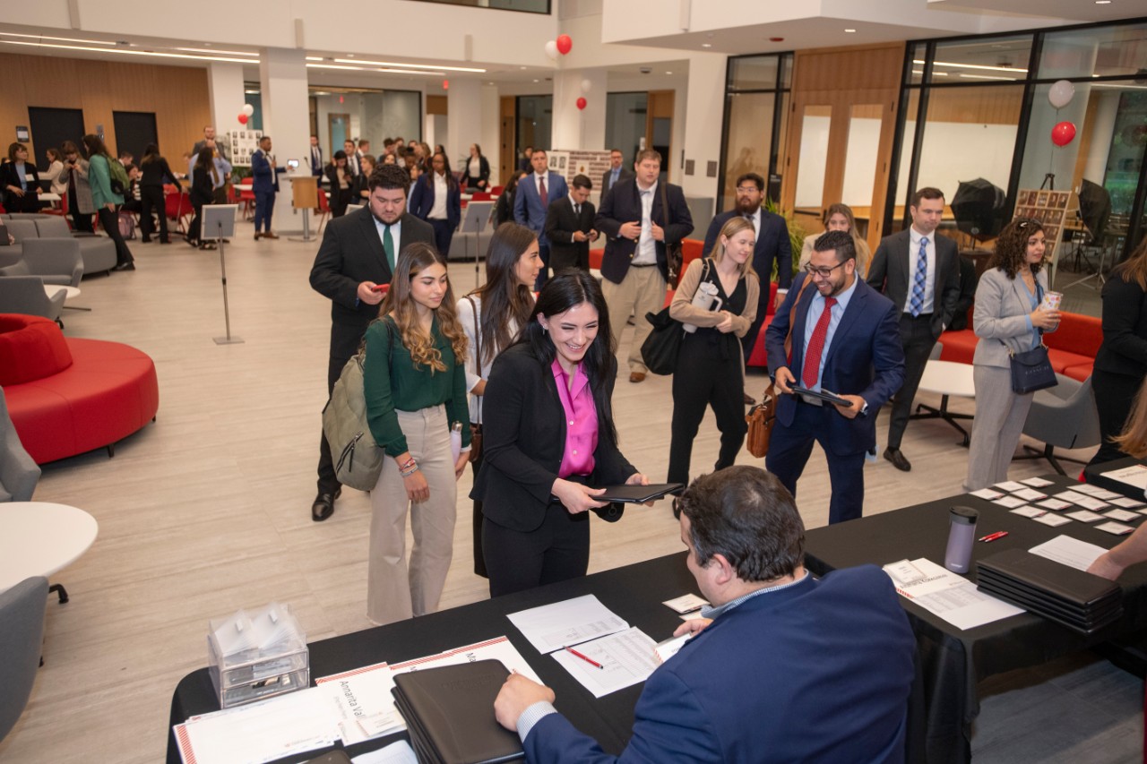 University of Cincinnati College of Law new students shown here during Registration in the large atrium at the College of Law building Monday August 14, 2022. Photos by Joseph Fuqua II   