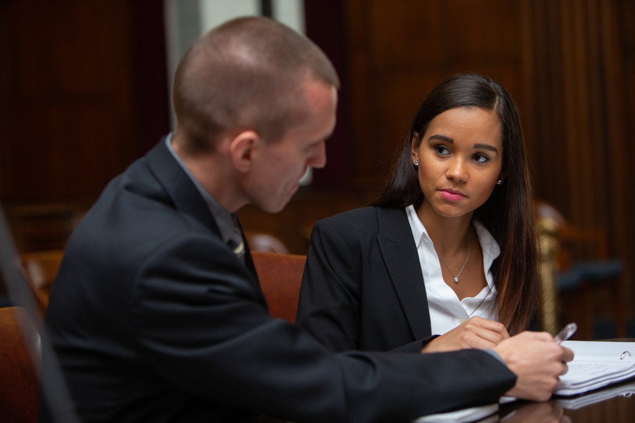 Students working on a graduate school project
