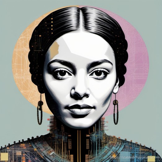 AI-generated art of a woman looking straight ahead using Stable Diffusion. 