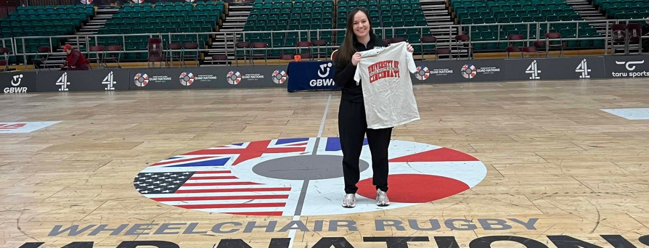 MeMe Earnest-Stanley, a physical therapist and athletic trainer for Team USA wheelchair rugby, takes a photo at the 2024 Wheelchair Rugby Quad Nations in Cardiff, Wales.