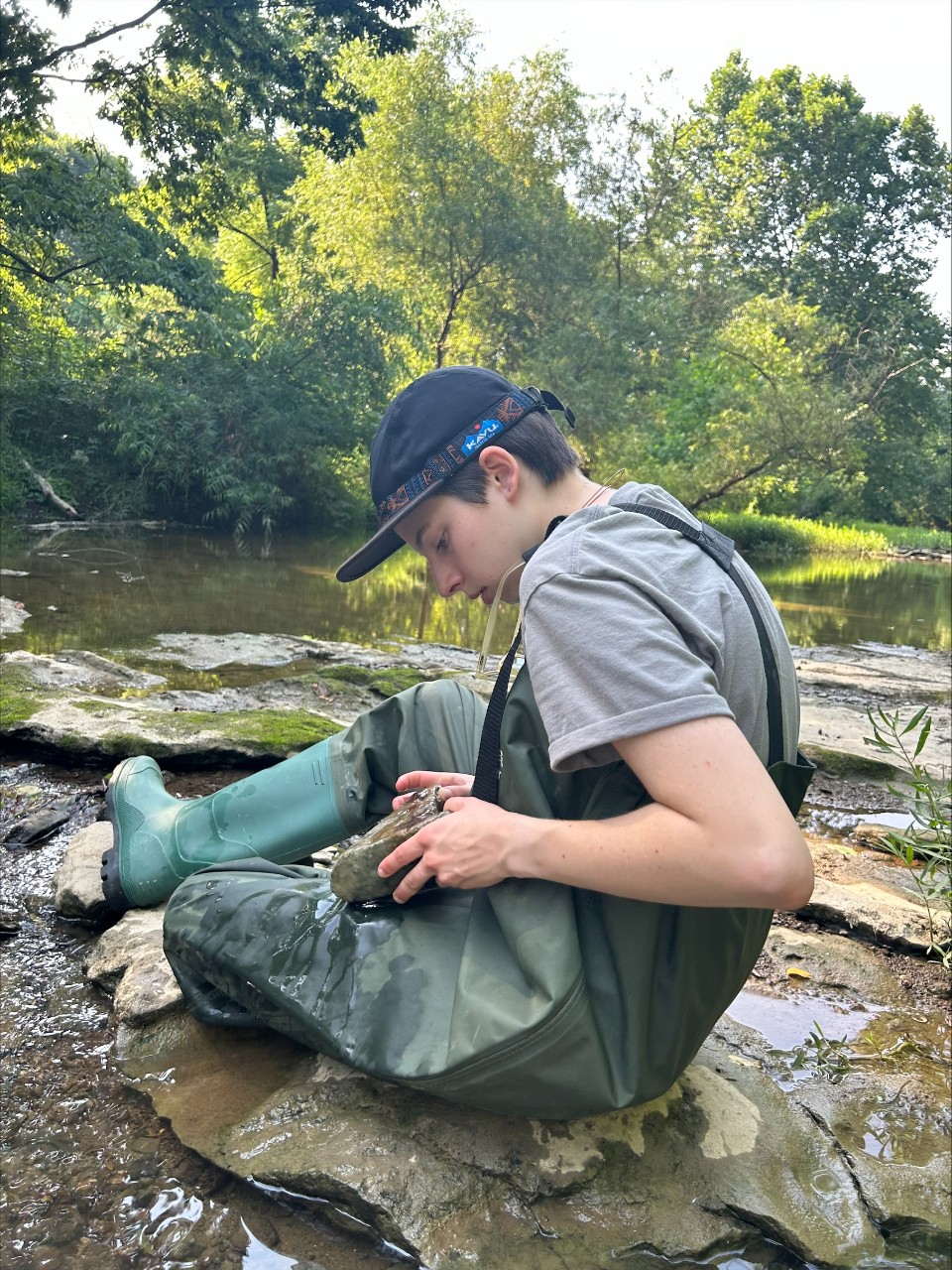 Elle Faris in the woods