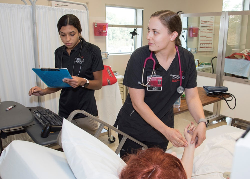 nursing students in the lab