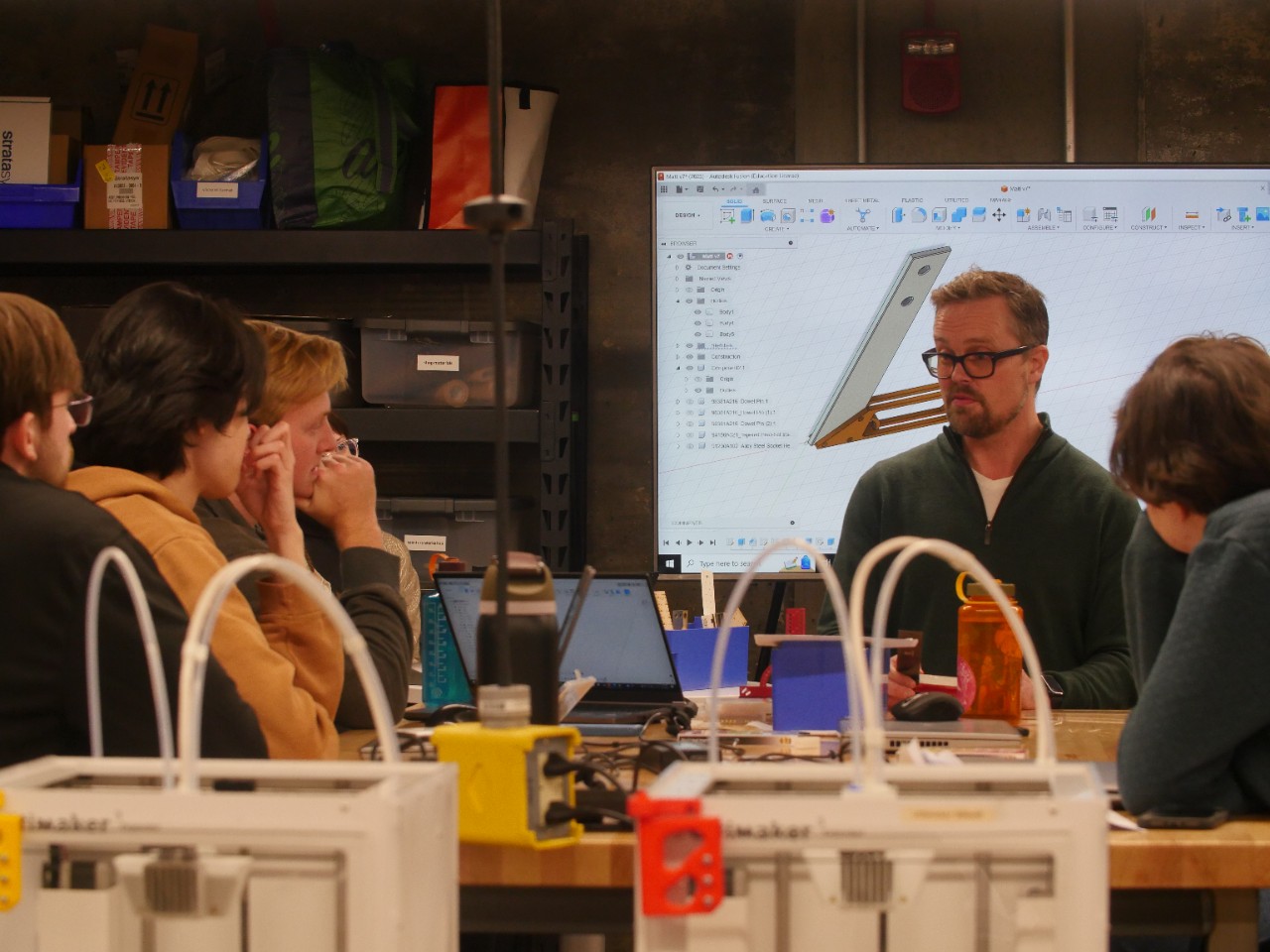 Makerspace director Benjamin Jones speaks during Kinetic Vision's co-op boot camp