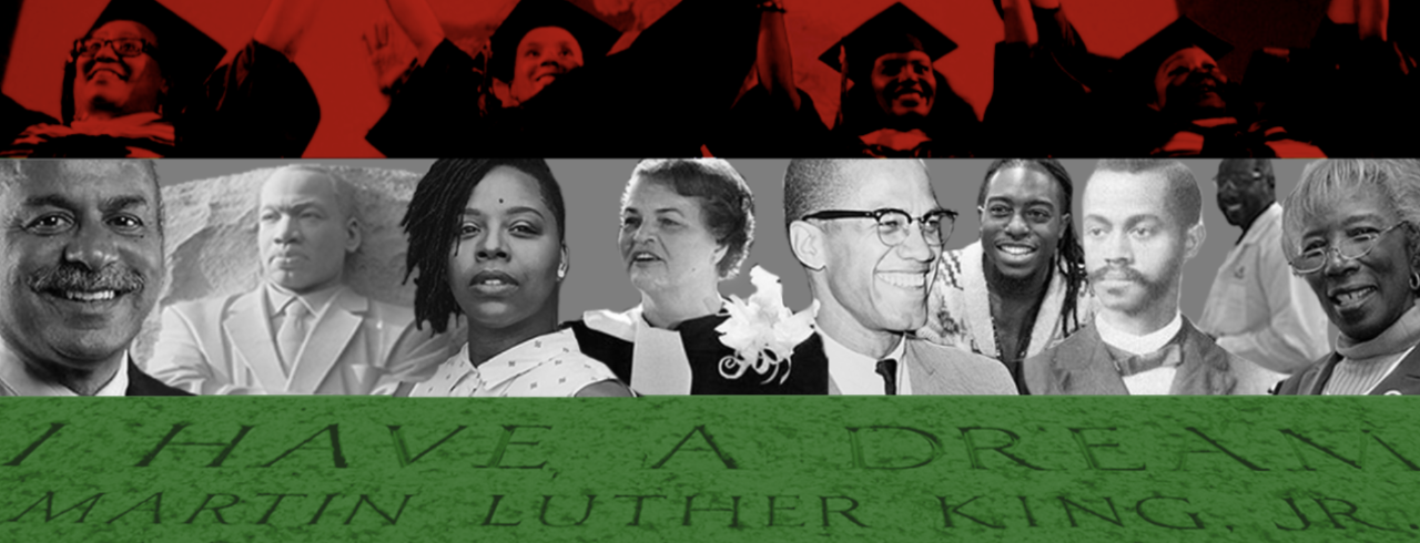 Tribute image to Black History Month featuring historical figures.
