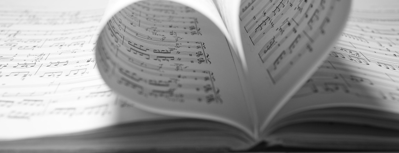 Stock image of a music score shaped like a heart.