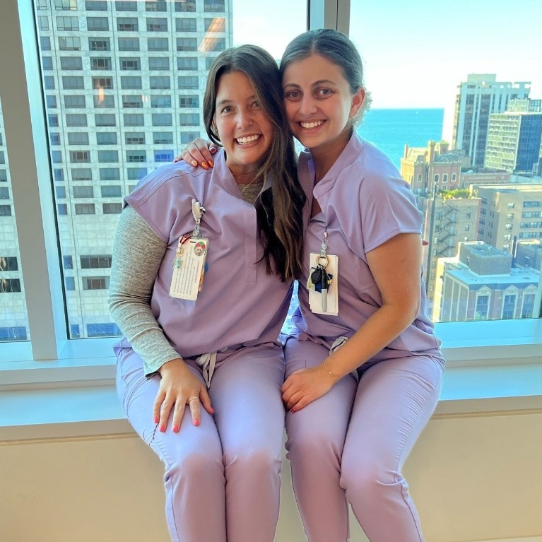 Dani Garcia and a colleague at Lurie Children’s Hospital. 