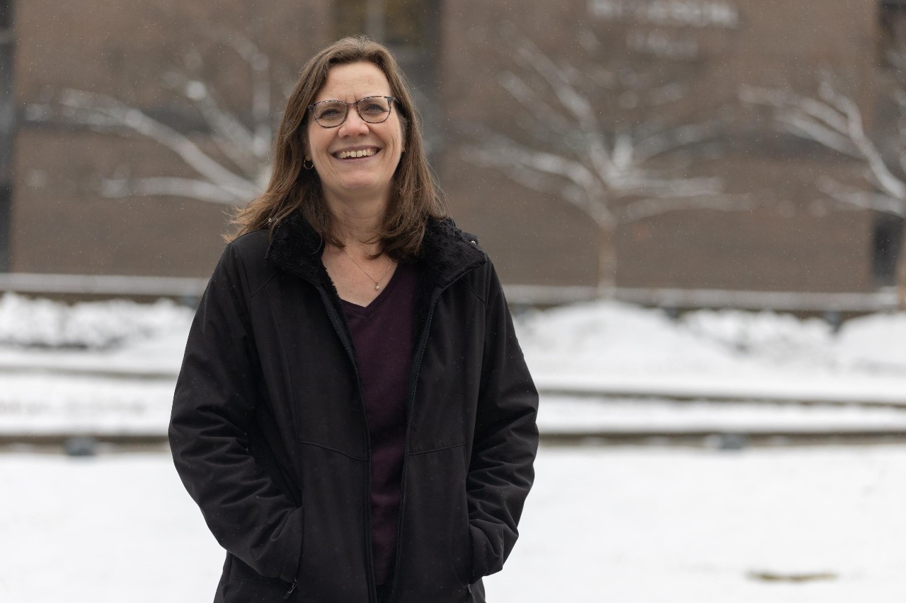 UC Professor Theresa Culley talks about the new bird-safe glass added to Old Chem in renovations. Migrating birds die by the hundreds of thousands each year after striking glass windows.