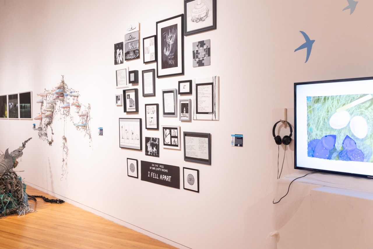 Students work displayed in an interactive gallery. 