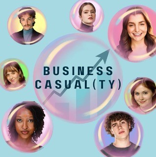 Student-designed promotional graphic for "Business Casual(ty).