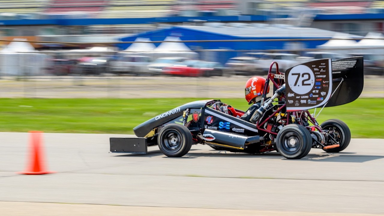 Bearcats Motorsports racing at FSAE Michigan 2024. Photo/Bearcats Motorsports