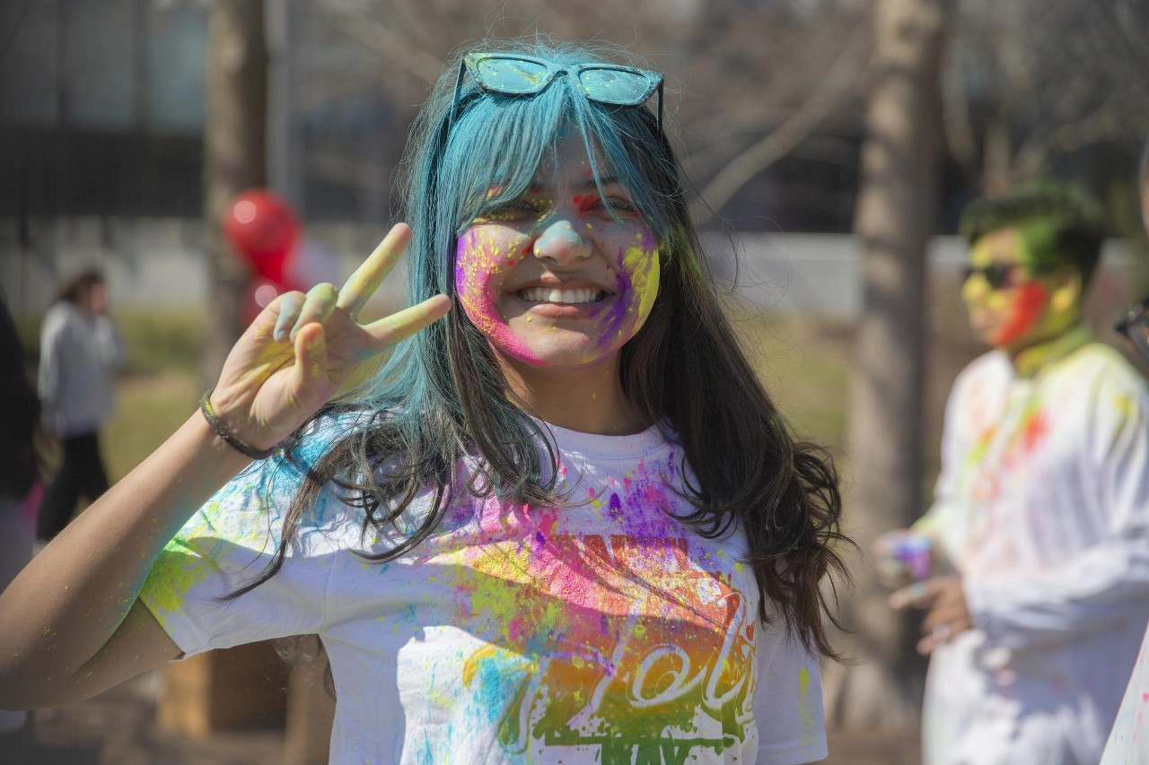 Students celebrate Holi Festival of Colors.