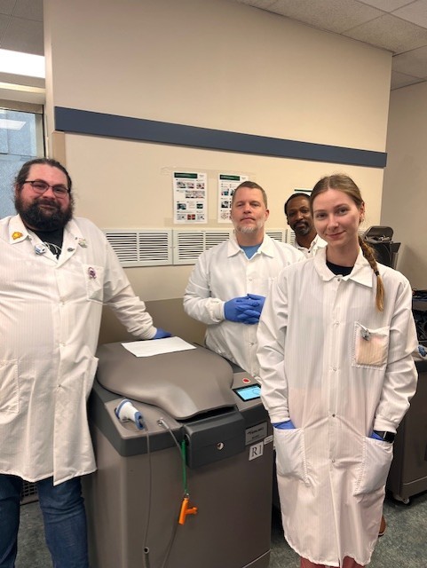 Reveos Whole Blood Processing System uses a centrifuge to separate components of blood