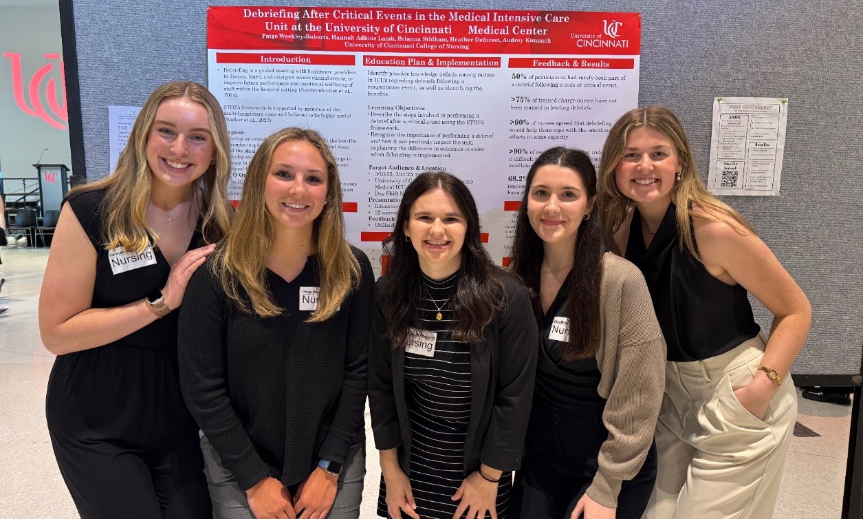 Pulse Check team members presenting at UC's Undergraduate Scholarly Showcase