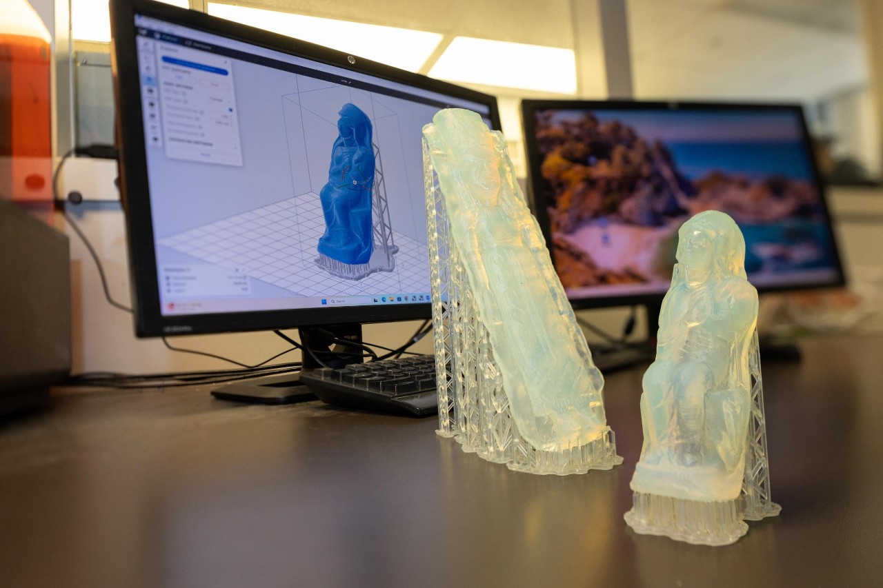 UC Assistant Professor of Classics Florence Gaignerot-Driessen is studying ancient ceremonial figurines she found on Crete dating back more than 2,000 years. She's working with 3-D printing and ceramics at DAAP to build replicas.