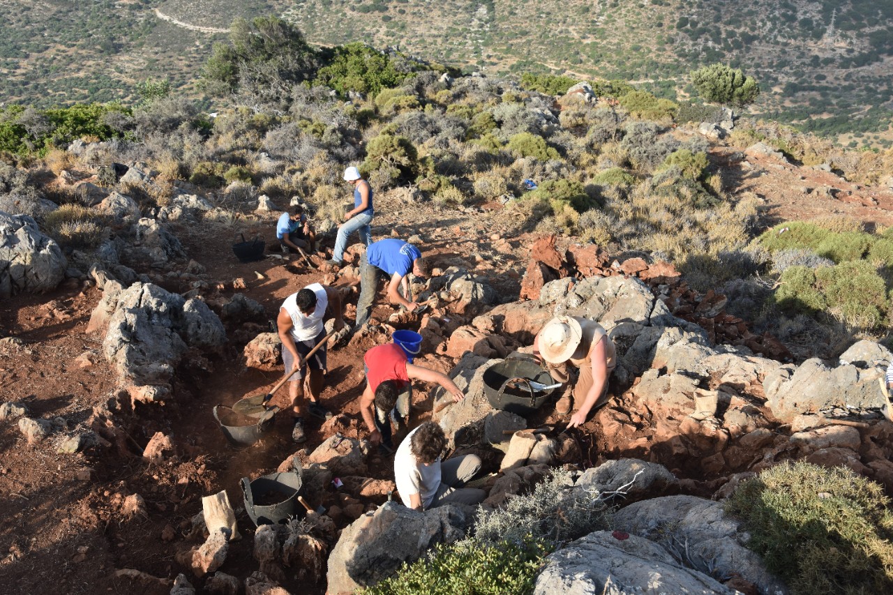 Students work at an excavation.