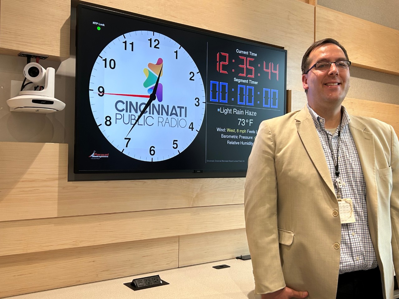 Michael (Mick) Schoech, MD, inside the WVXU studios