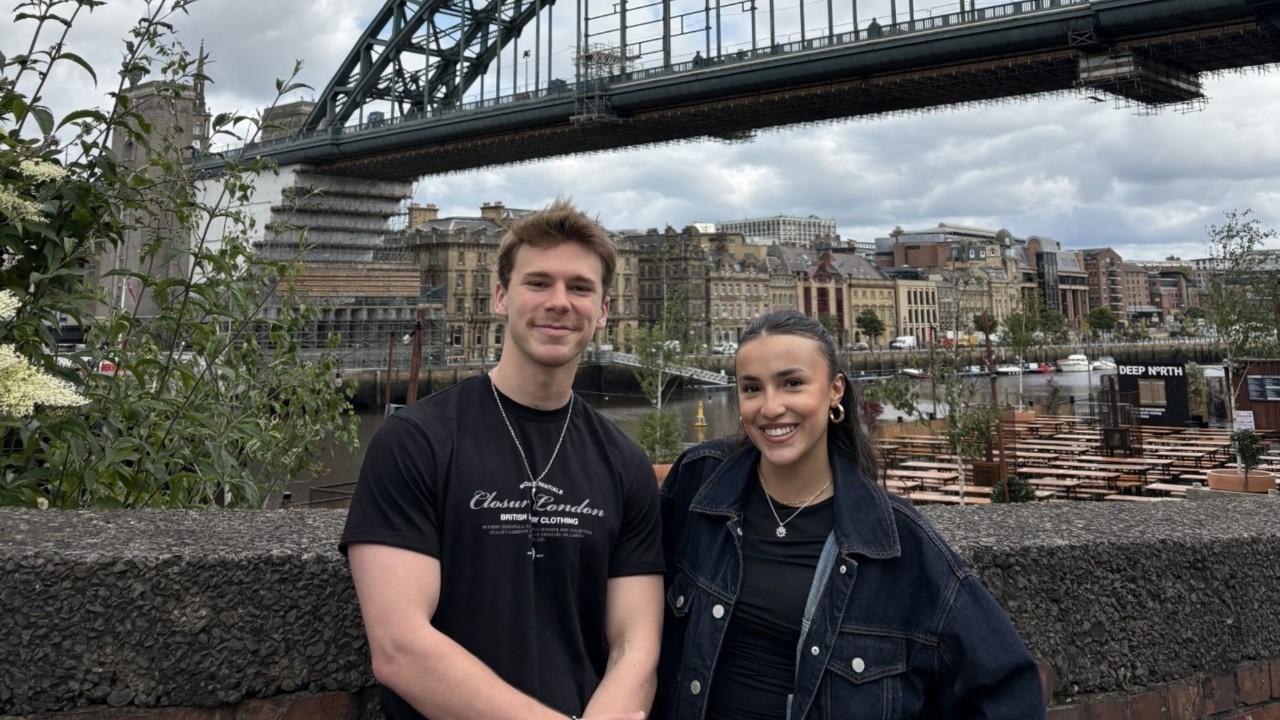 University of Cincinnati students Natalie Rubi and Curtis Schriner in England