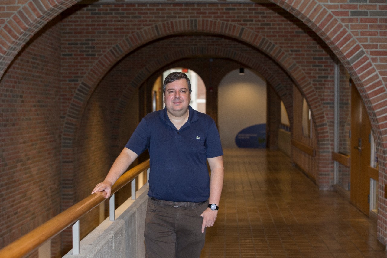 University Cincinnati Alexandre B. Sousa, Ph.D. assistant professor shown here in his office and Lab at Geo-Physics building. UC/Joseph Fuqua II 