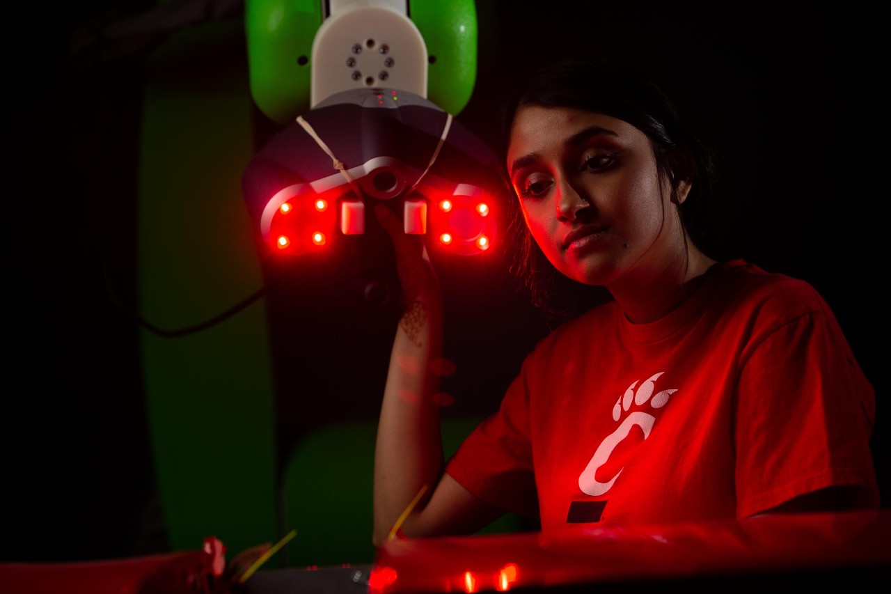 A student in the College of Engineering and Applied Science Center for Robotics Research