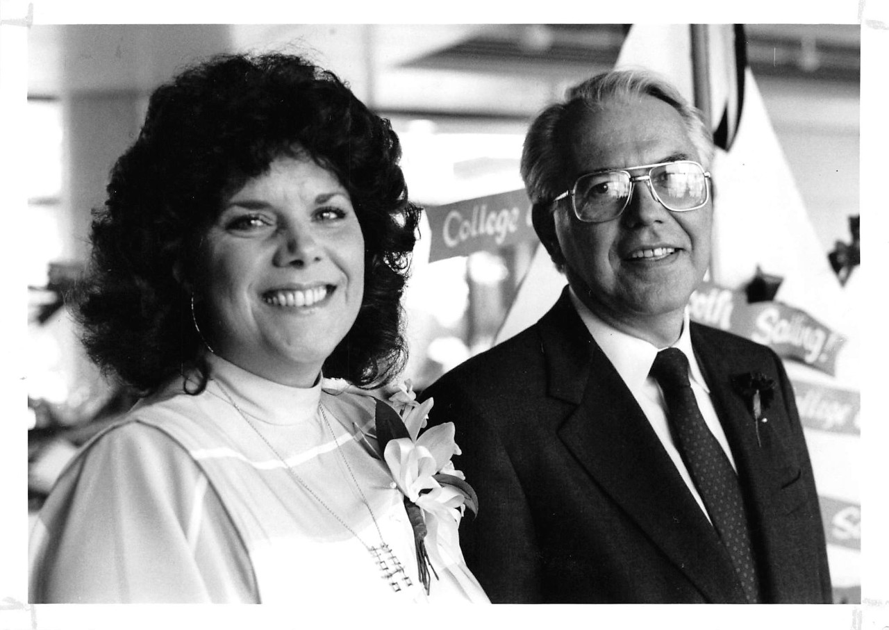 Black and white photo of Carol and Joe Steger