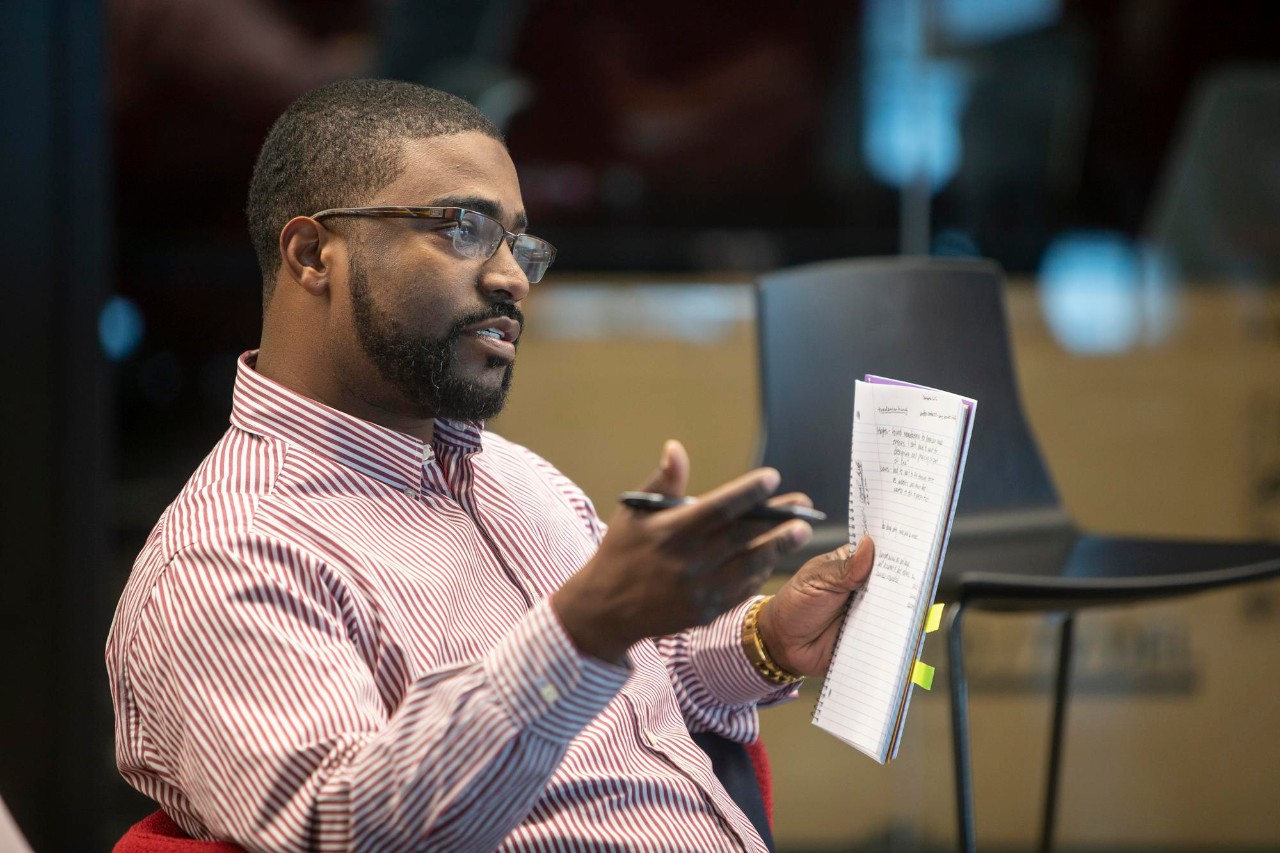 Learning
UC Law professor Lew Goldfarb gives advice to entrepreneurs about starting a small business at the 1819 Innovation Hub (iHub), part of UC's partnership with Mortar.