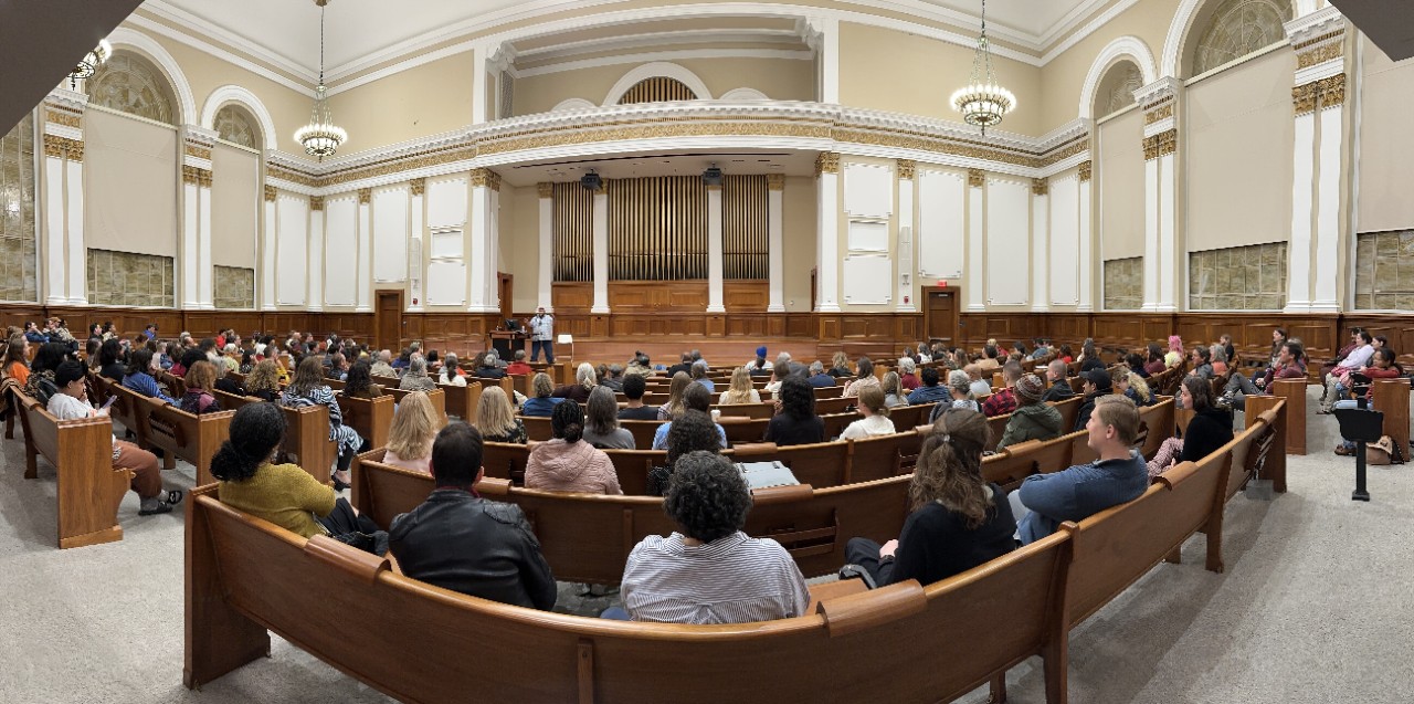 People in Probasco listing to a lecture