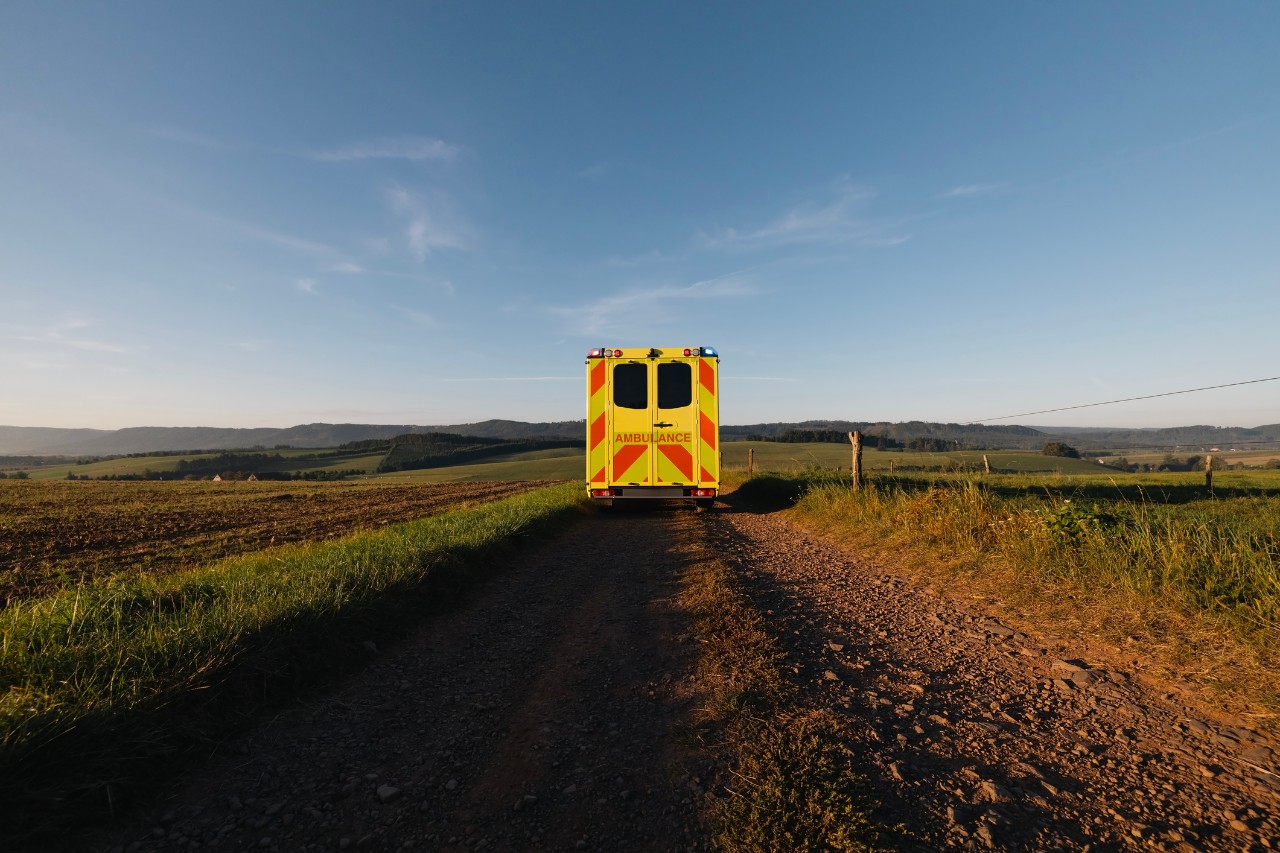 ambulance in rural road