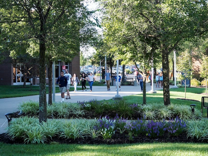 Students walk across the UC Clermont campus.