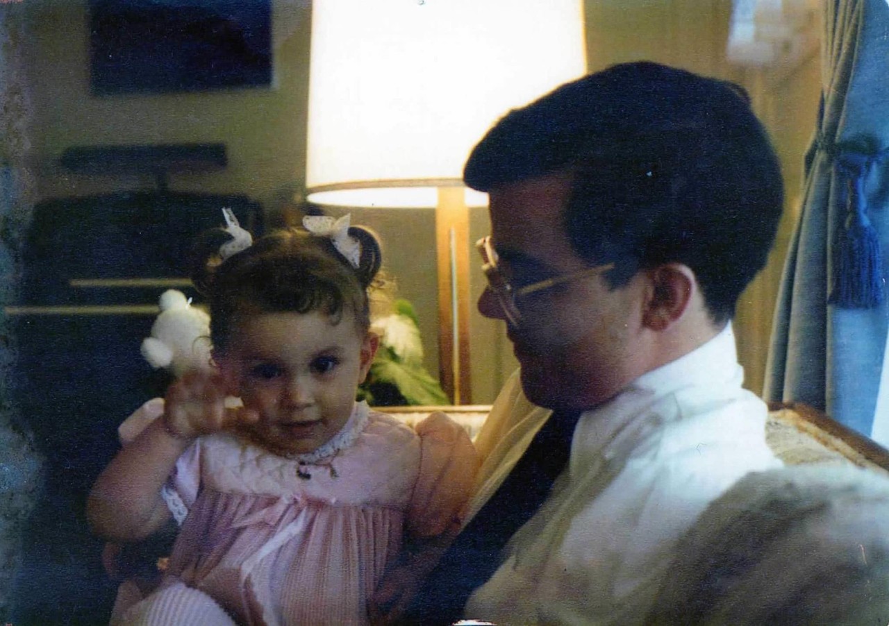 Rachel as a child with her father. 