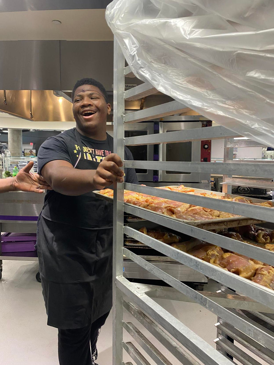 CEES Student, Matthew, working at his internship at Chicago Gyro. 