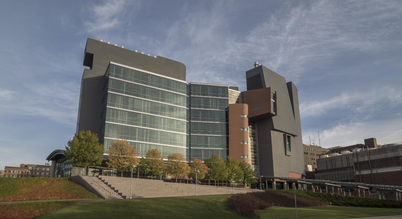 Exterior of CARE/Crawley building on UC medical campus 