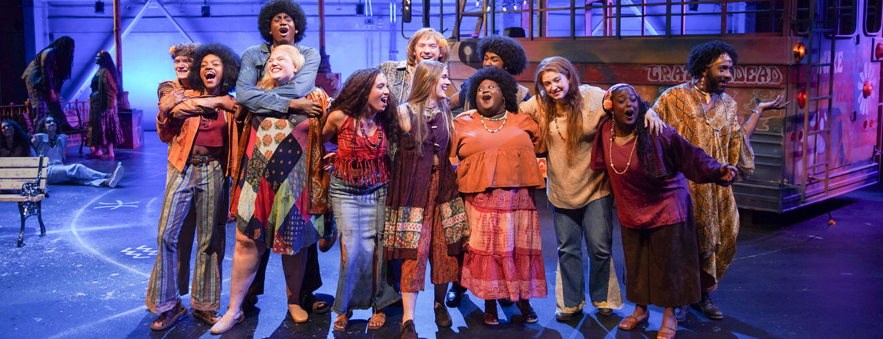 Erin Morton performs on stage in "HAIR" at CCM.